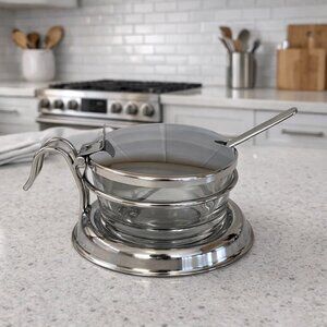 Chrome & Glass Salt Holder
